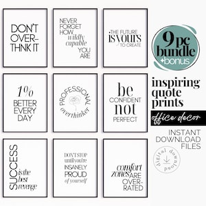 Inspiring Quote Print Bundle for Office Wall Decor Motivational Quote Wall Art Set Inspirational Workplace Poster Positive Prints for Work