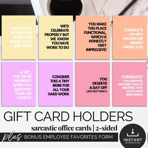 Porte-cartes cadeau administratif journée professionnelle Paquet de cartes de remerciement pour employé drôle Étiquettes cadeaux imprimables pour directeur de bureau Cadeau sarcastique