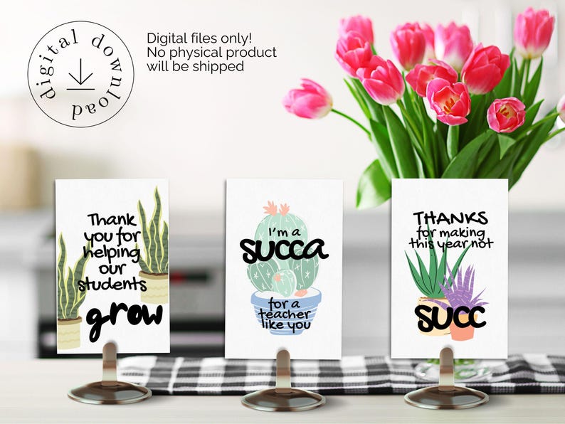 Succulent Gift Tag for Teacher Appreciation Gift Teacher Pun Thank You ...