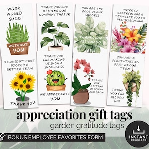 Étiquettes-cadeau plante Cadeau de départ d'un collègue Panier-cadeau succulent Cartes-cadeaux de remerciement du personnel Étiquettes pour coffret cadeau d'entreprise Remerciement d'un employé Fleurs
