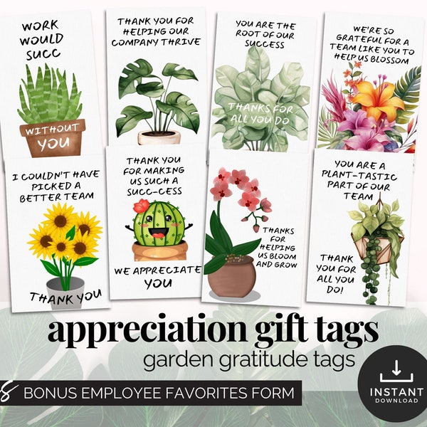 Plant Gift Tags Coworker Leaving Gift Succulent Gift Basket Staff Thank You Gift Cards Company Gift Box Tags Employee Appreciation Flowers