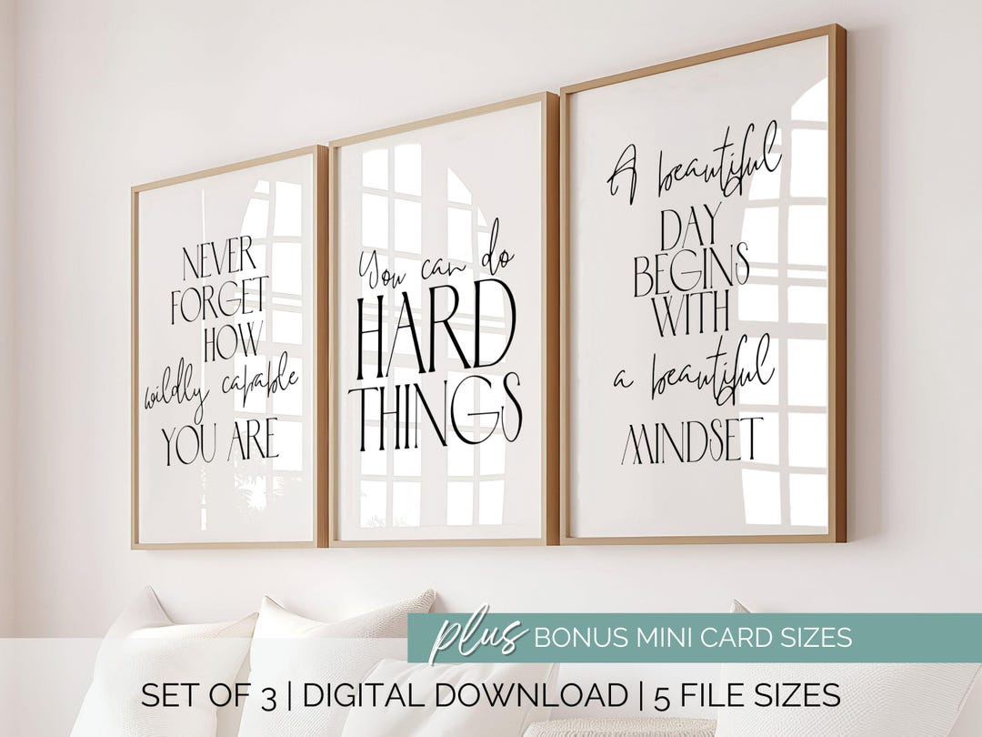 Digital Print for Office Wall Art Set of 3 Inspirational Prints Growth ...