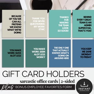 Porte-cartes cadeau administratif journée professionnelle Paquet de cartes de remerciement pour employé drôle Étiquettes cadeaux imprimables pour directeur de bureau Cadeau sarcastique