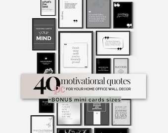 Motivational Quote Poster Bundle Black and White Inspirational Sayings Office Wall Decor Printable Personal Growth Quotes Mindset Wall Art