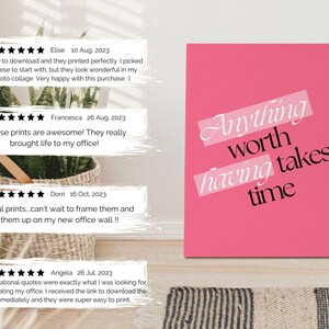 Hot Pink Wall Art Print Set of 6 Feminine Office Wall Decor Pink ...