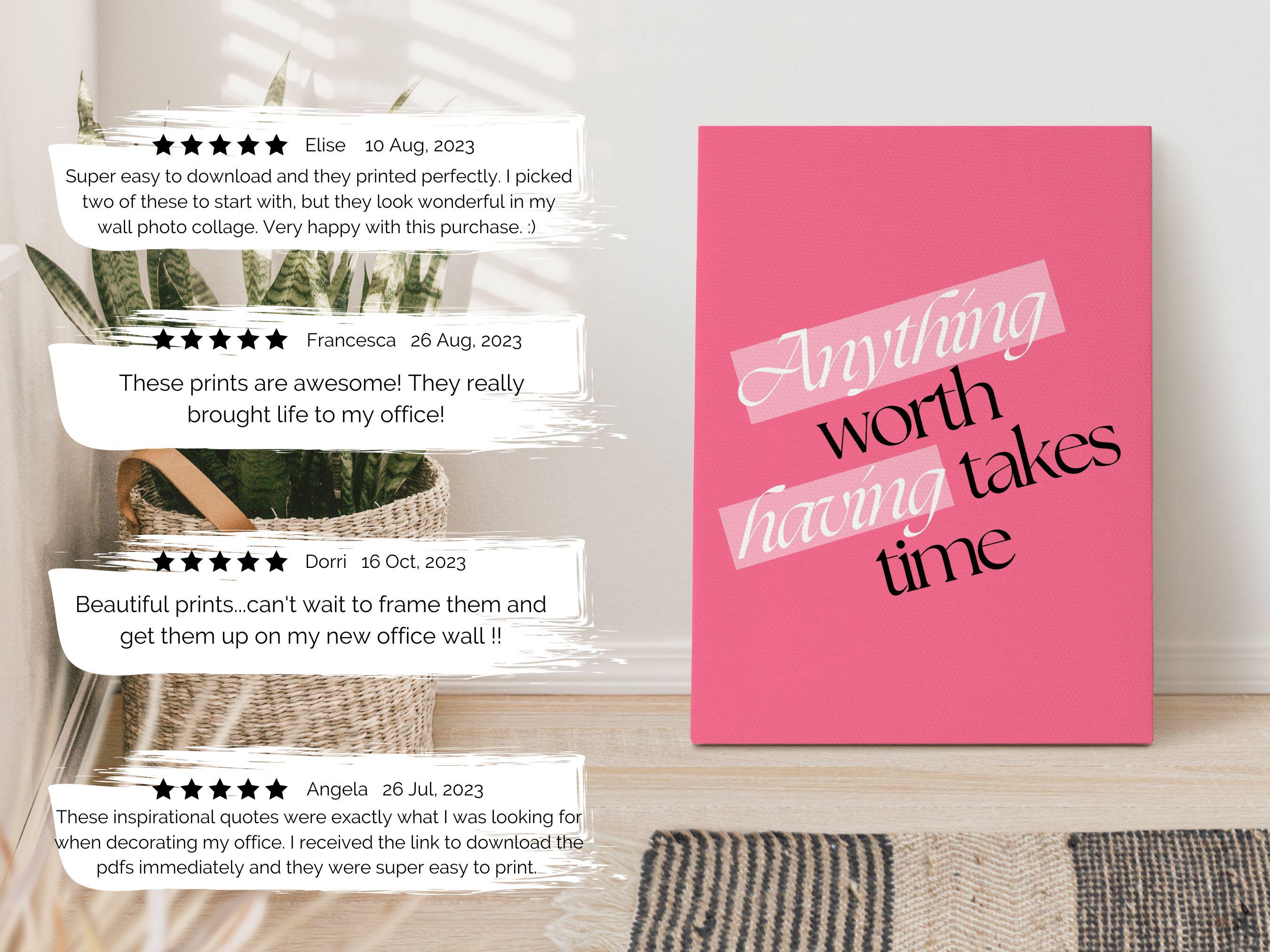 Hot Pink Wall Art Print Set of 6 Feminine Office Wall Decor Pink ...