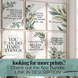 Sage Green Botanical Office Wall Decor Set