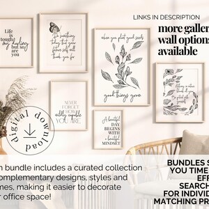 Puede incluir: Un conjunto de seis impresiones de arte de pared imprimibles en blanco y negro con citas inspiradoras. Las impresiones presentan una variedad de dise&ntilde;os, que incluyen una mariposa, una planta y una cita sobre un d&iacute;a hermoso. Las impresiones son perfectas para agregar un toque de estilo e inspiraci&oacute;n a cualquier habitaci&oacute;n.