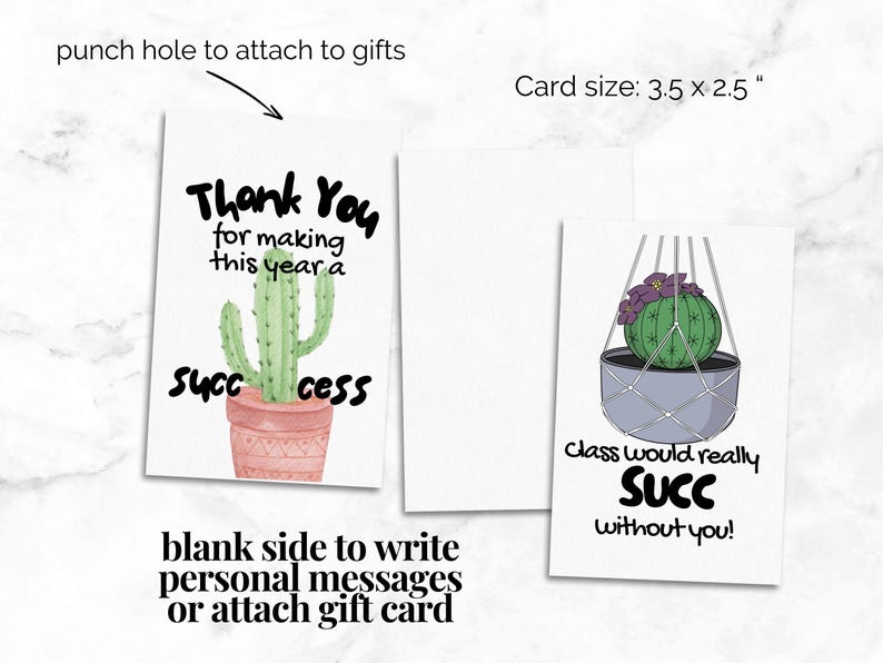 Succulent Gift Tag for Teacher Appreciation Gift Teacher Pun Thank You ...