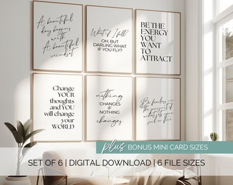 Mindset Posters Set of 6 Feminine Home Office Wall Decor Inspirational Entrepreneur Quotes Positive Affirmation Prints Office Decor Women