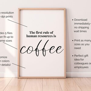 HR Rules Office Humor Printable Office Decor for Women Office Wall Art Human Resources Poster HR Manager Gift Hr Coworker Gift Coffee Lover image 4