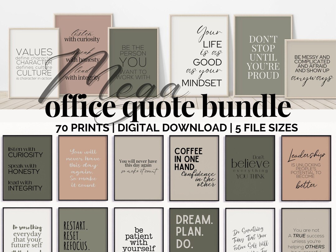 Calming Office Decor Bundle Green Prints for Office Wall Art Neutral ...