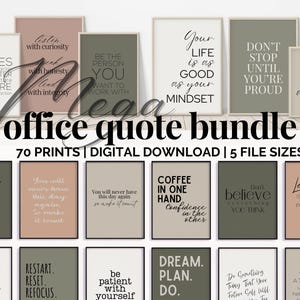 Calming Office Decor Bundle Green Prints for Office Wall Art Neutral Gallery Wall Set Motivational Work Posters Inspirational Office Signs