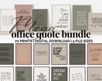 Calming Office Decor Bundle Green Prints for Office Wall Art Neutral Gallery Wall Set Motivational Work Posters Inspirational Office Signs