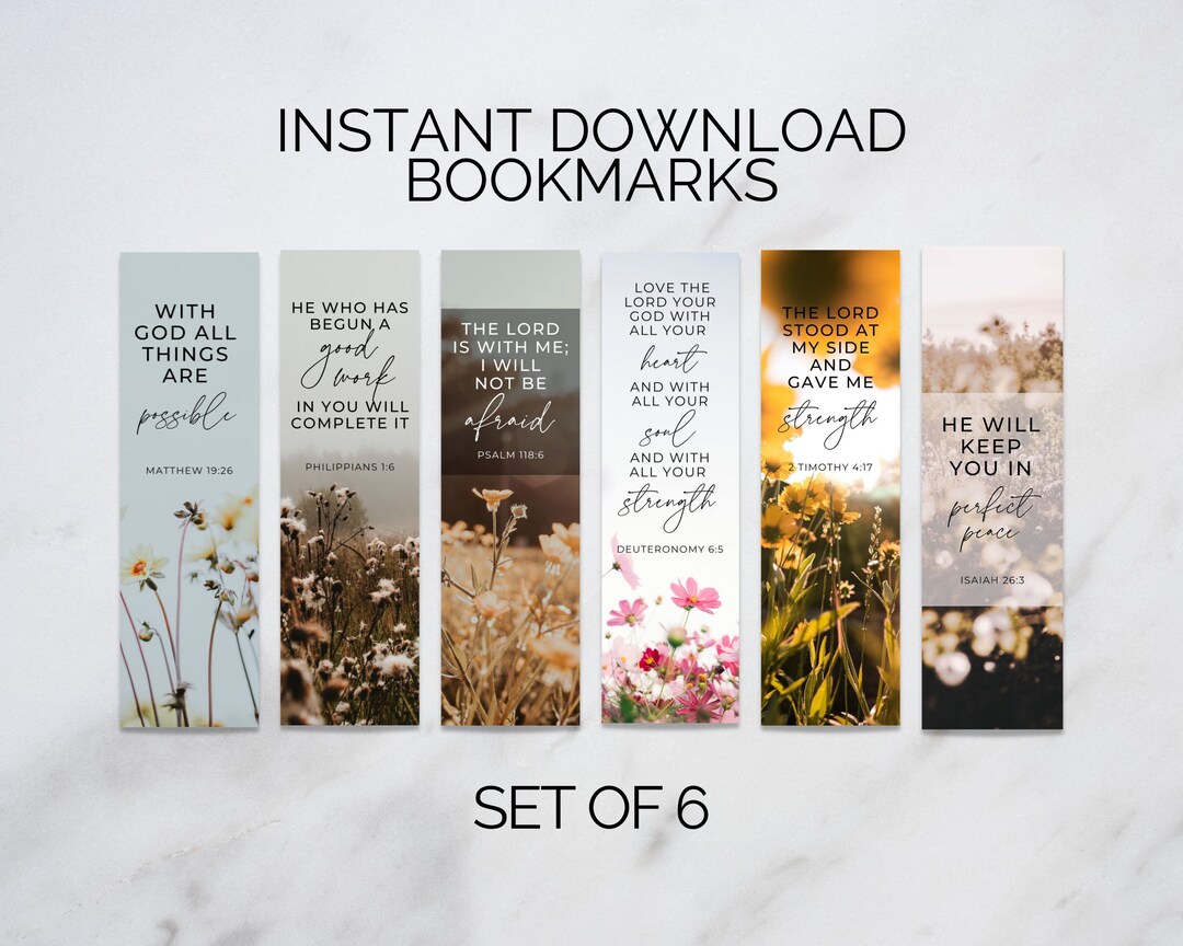 Wildflower Bookmark Set Faith Bookmark With Quotes Bookmark Bundle ...