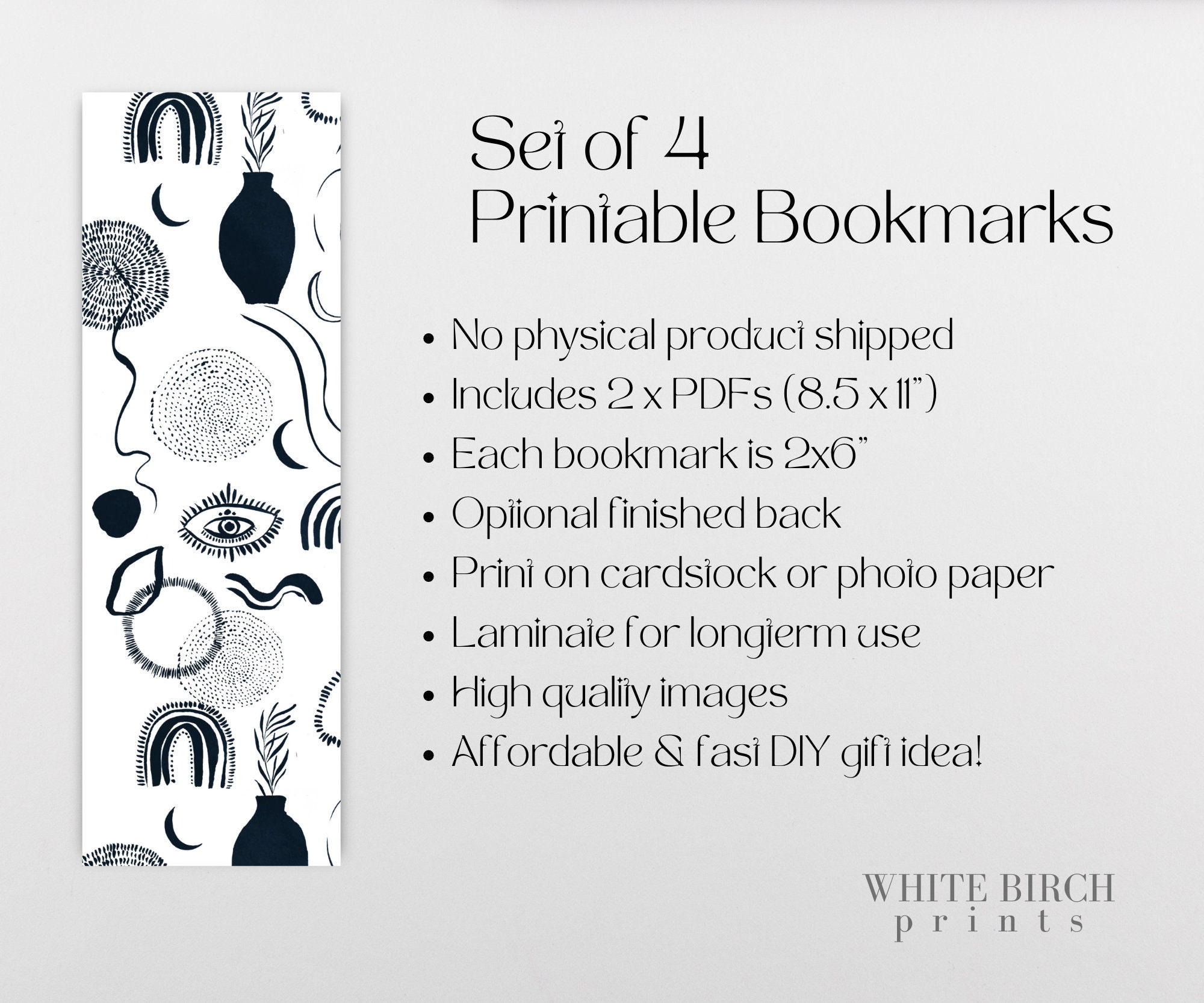 printable bookmark set of 4 boho bookmarks downloadable etsy australia
