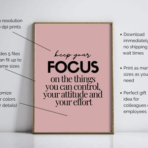 Motiverande väggkonst set med 3, inspirerande citatposters, kontorsdekor för kvinnor i rodnande rosa, inspirerande arbetscitattryck, konst med growth mindset bild 3
