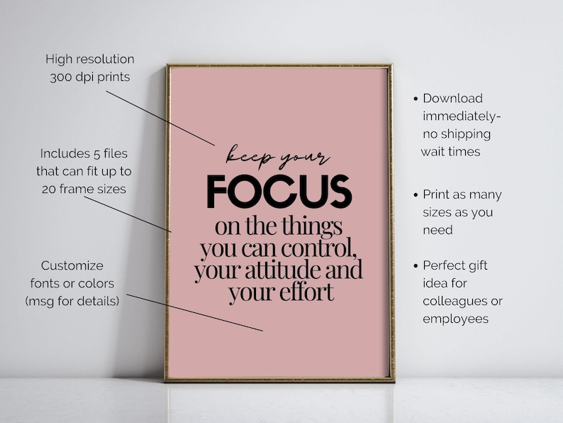 Motiverande väggkonst set med 3, inspirerande citatposters, kontorsdekor för kvinnor i rodnande rosa, inspirerande arbetscitattryck, konst med growth mindset bild 3
