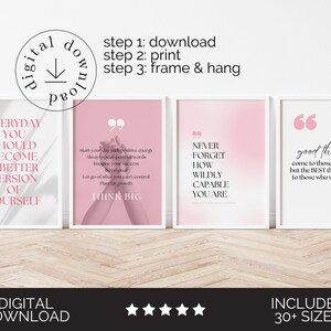 Hot Pink Wall Art Print Set of 6 Feminine Office Wall Decor Pink ...