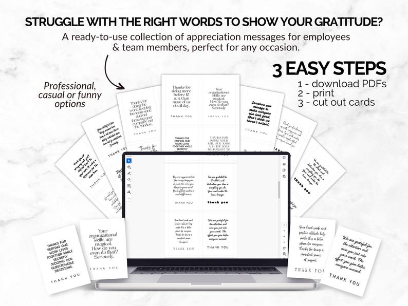 Printable Appreciation Note Cards for Employee Gratitude ...