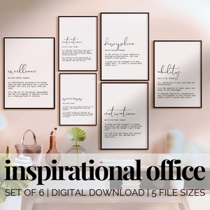 HR Office Decor Definition Print for Office Decor Women Creative Office Wall Decor Inspirational Wall Art Set of 6 Prints Motivational Quote