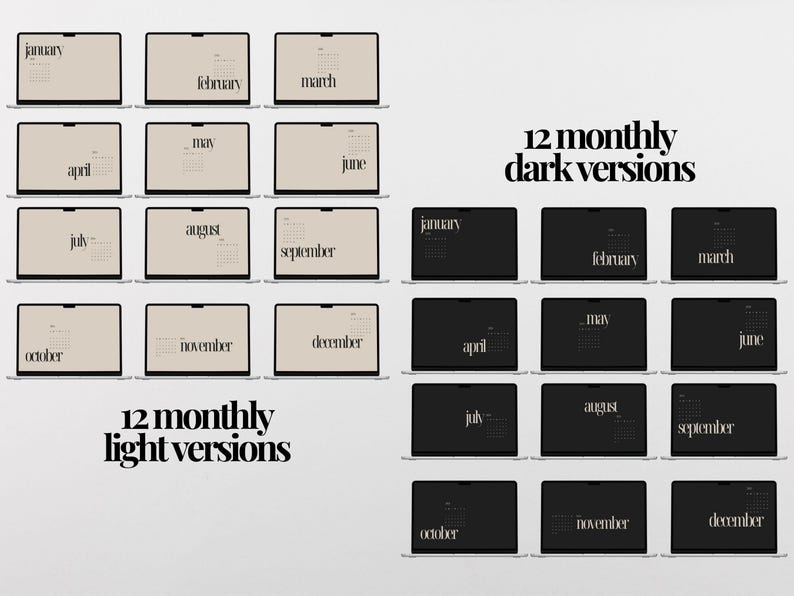 Desktop Wallpaper And Icon Pack 2026 Monthly Calendar Digital Desktop Wallpaper Editable Desktop Organizers Laptop Wallpaper for Mac Windows image 3