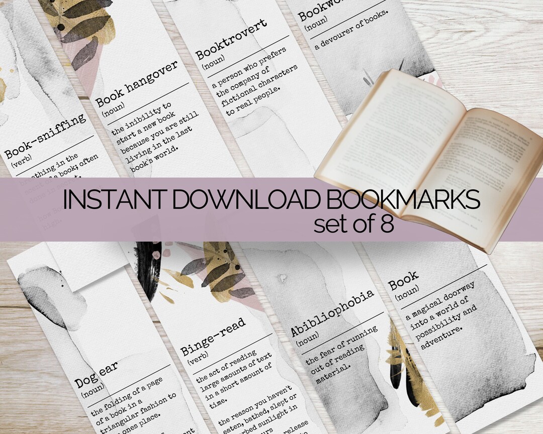 Printable Bookmark Set Funny Bookmark Bundle Unique Bookmark Digital