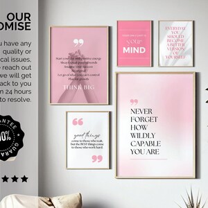Hot Pink Wall Art Print Set of 6 Feminine Office Wall Decor Pink ...