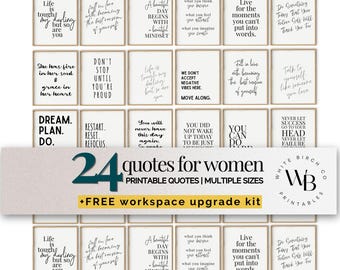Office Decor Women, Inspirational Quotes Gallery Wall Print Bundle, Motivational Quotes for Work From Home Wall Decor, Entrepreneur Wall Art