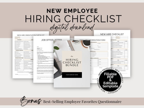 New Employee Checklist, Employee Onboarding Template, Printable HR Templates, New Hire Forms Canva, New Hire Paperwork, Employee Hiring Form