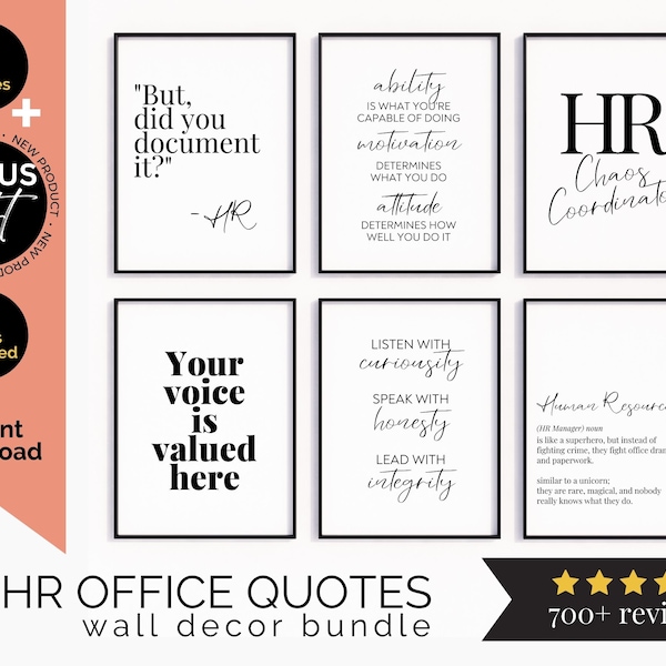 HR Office Decor for Women Office Wall Art Human Resources Funny Quote Prints for Hr Manager Poster Bundle Hr Quotes Printable Hr Office Art