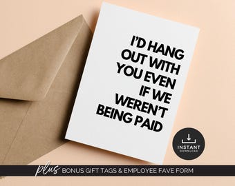 Sarcastic Office Friend Gift Work Bestie Thank You Card Funny Coworker Card Colleague Appreciation Card Snarky Greeting Downloadable Card