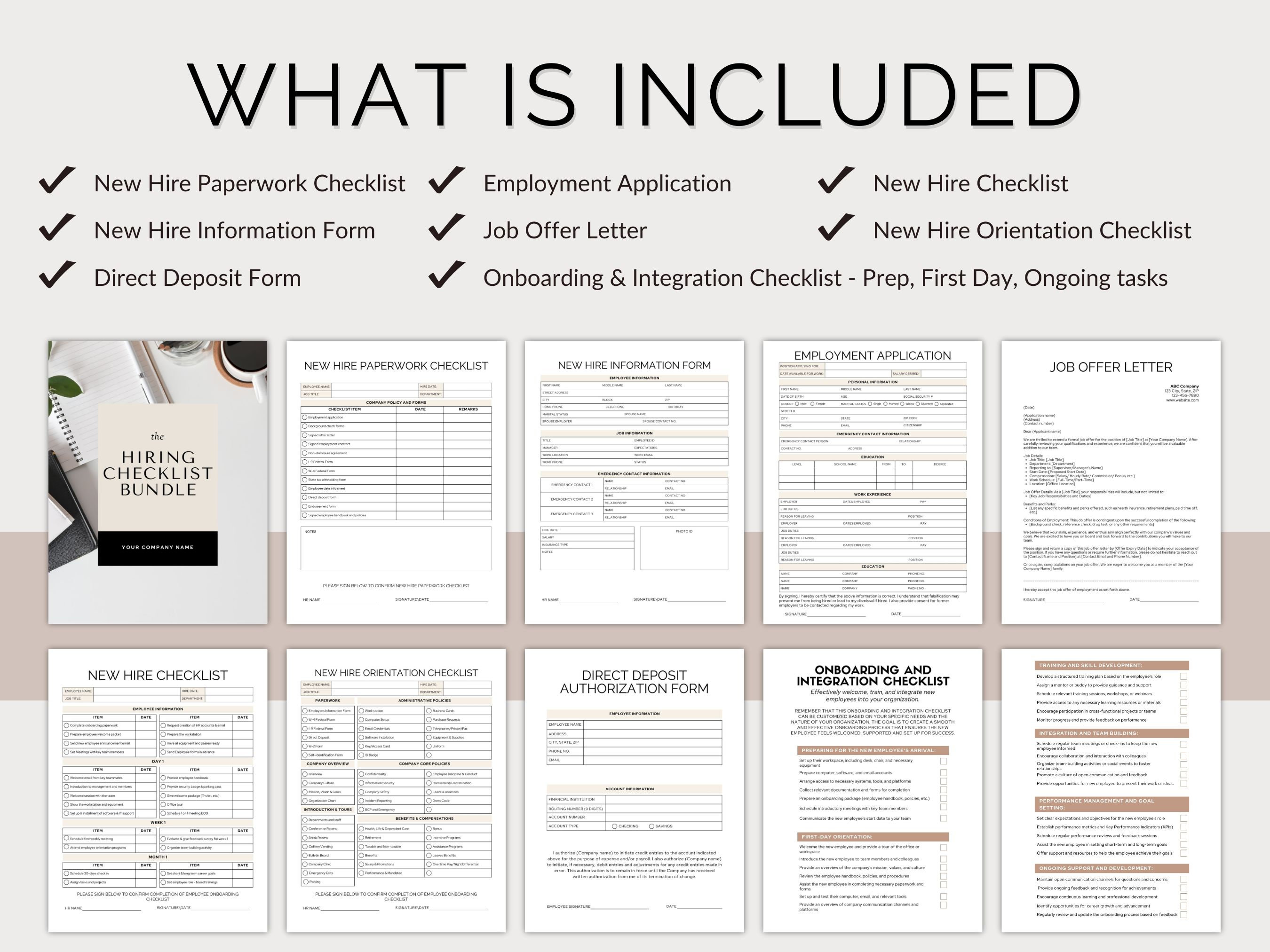 New Employee Checklist, Employee Onboarding Template, Printable HR ...