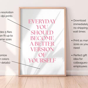 Hot Pink Wall Art Print Set of 6 Feminine Office Wall Decor Pink ...