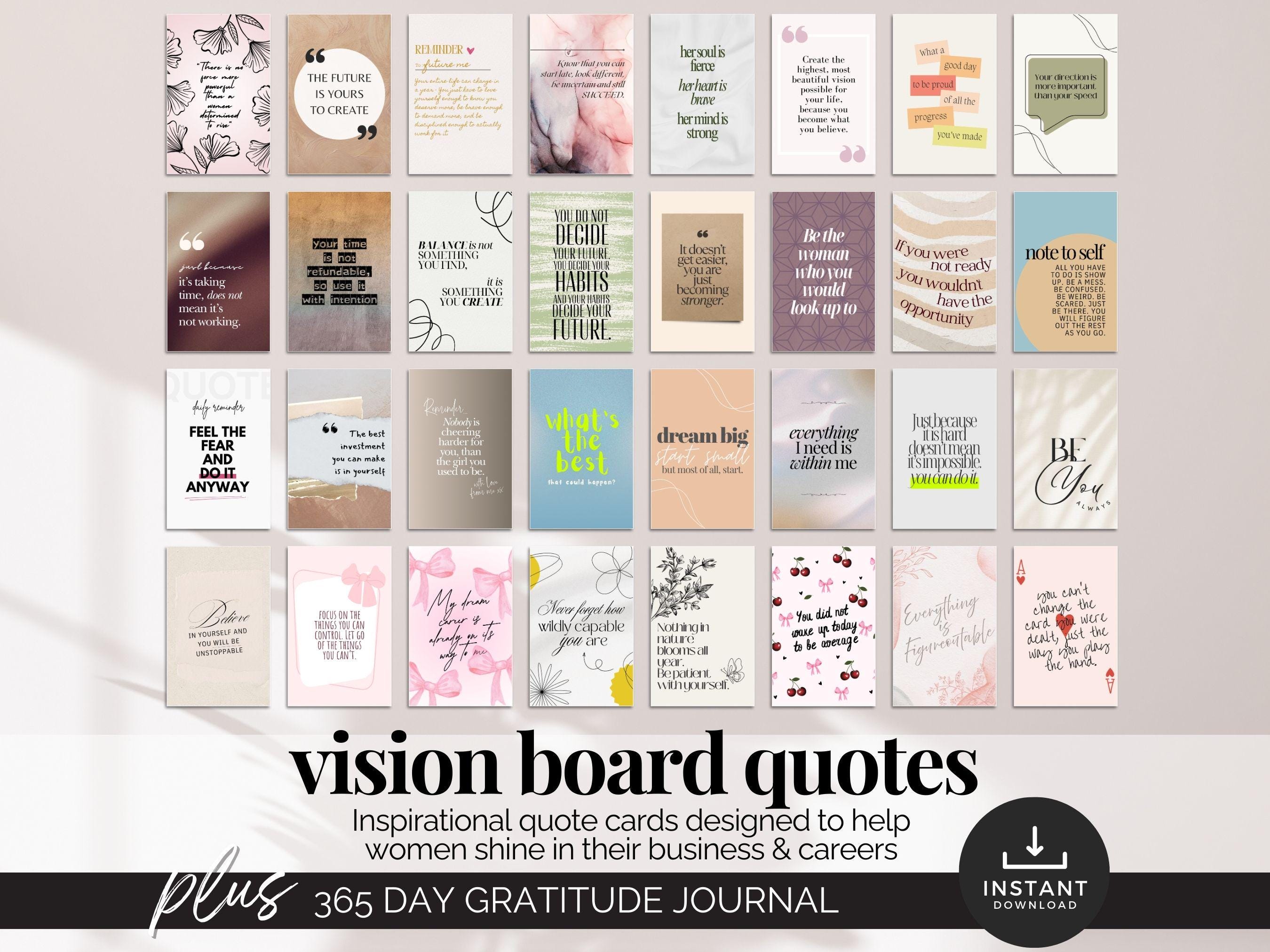Vision Board Cards Inspirational Quote Card Set Printable Self Care Cards Women Office Desk Decor Encouragement Cards Female Entrepreneurs