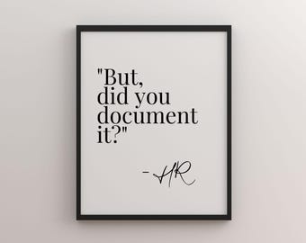 Human Resources Office Quotes HR Office Decor Human Resources Print HR Office Wall Decor HR Manager Work Poster Hr Sayings Funny Desk Signs