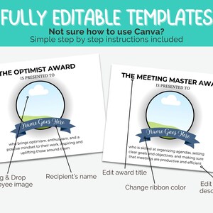 Optimist Ribbons Employee Appreciation Day Awards Editable Staff Recognition Awards ...