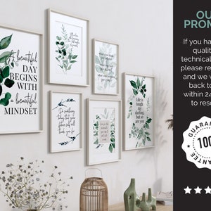 Inspirational Wall Art Office Decor Women Quotes About Life Gallery Wall Set of 6 Prints Botanical Art Print Inspirational Printable Quotes image 8