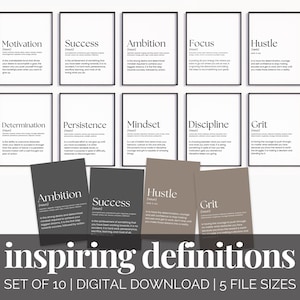 Definition Poster Print Bundle Workplace Positivity Wall Art Set Office Definition Printable Wall Decor Inspirational Teamwork Quote Prints