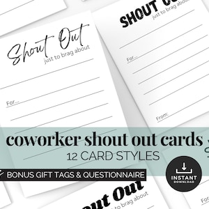 Printable Employee Shout Out Cards, Staff Shout Out Form, Employee Appreciation Cards, Compliment Cards for Colleagues, Encouragement Cards