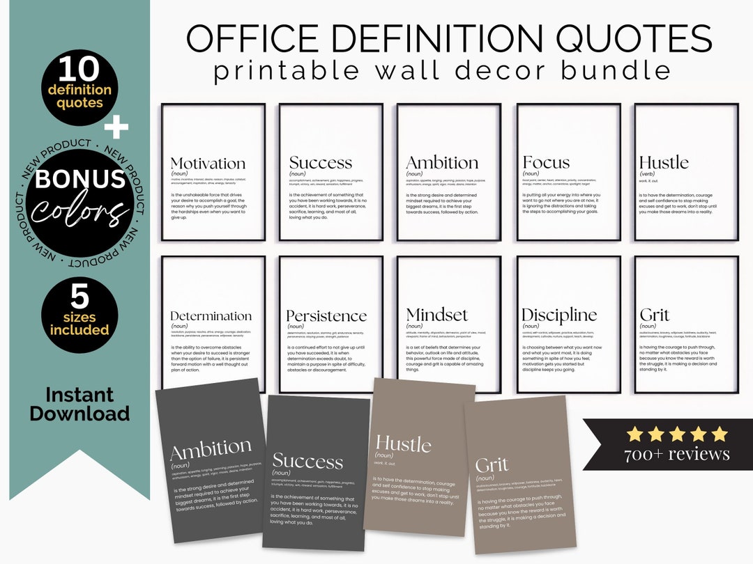 Definition Poster Print Bundle Workplace Positivity Wall Art Etsy