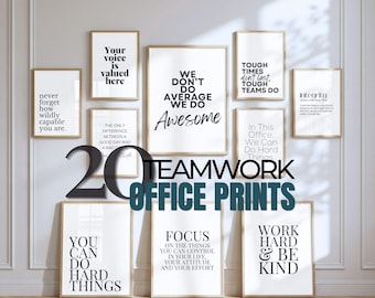 Cartazes motivacionais para trabalho em equipe, decoração profissional para parede de escritório, citações inspiradoras para construção de equipe, pacote moderno de arte para parede de escritório para o local de trabalho