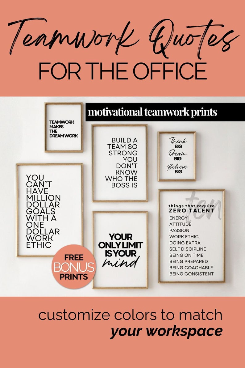 Modern Teamwork Prints Set of 6, Inspirational Staff Posters for Breakroom, Corporate Workspace Wall Decor, Meeting Room Quote Bundle image 10