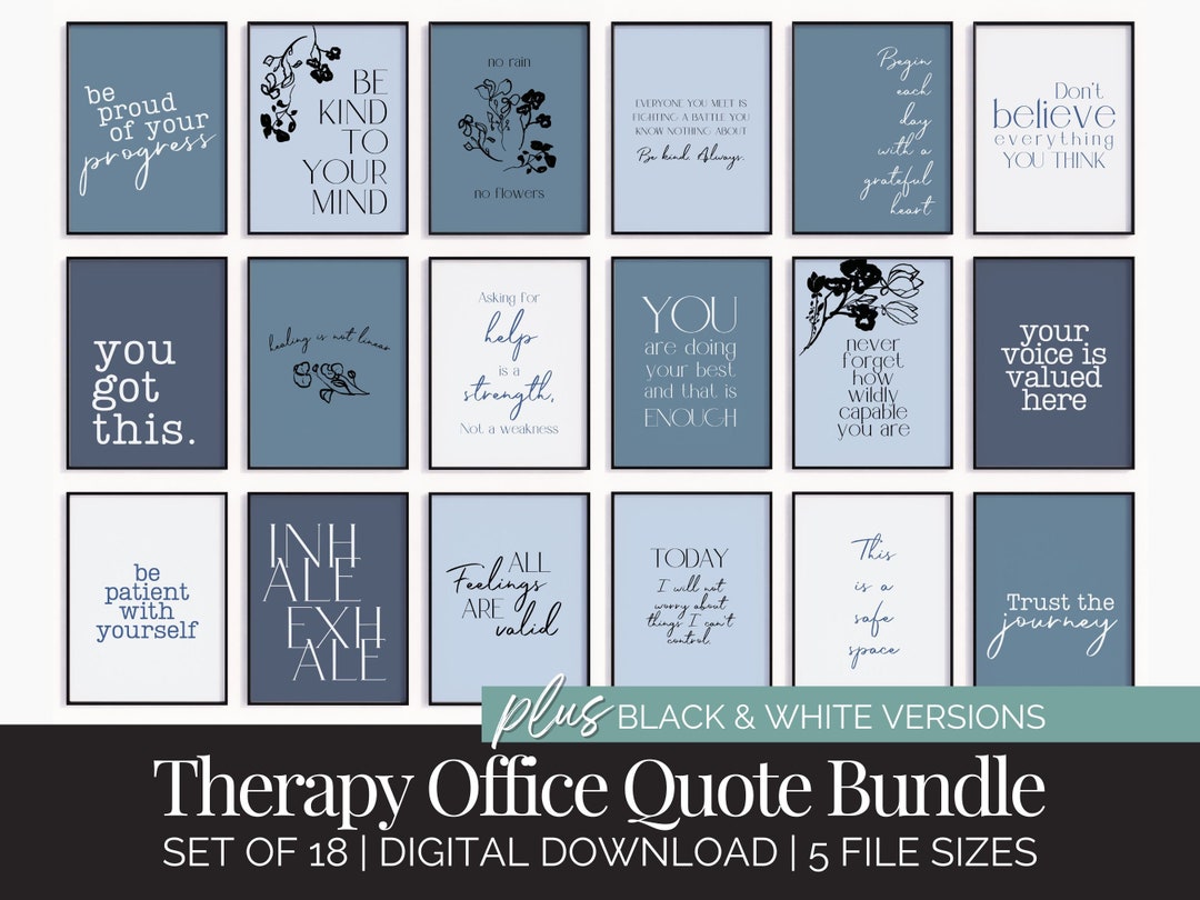 Mental Health Posters for Therapy Office, Blue Therapist Wall Decor ...