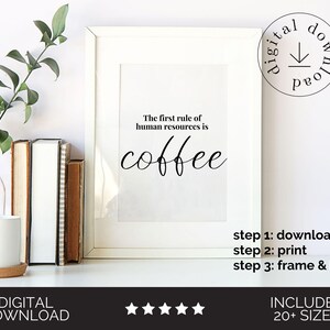 HR Rules Office Humor Printable Office Decor for Women Office Wall Art Human Resources Poster HR Manager Gift Hr Coworker Gift Coffee Lover image 2