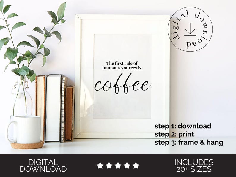 HR Rules Office Humor Printable Office Decor for Women Office Wall Art Human Resources Poster HR Manager Gift Hr Coworker Gift Coffee Lover image 2
