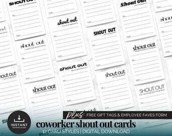 Employee Shout Out Cards Staff Shout Out Form Employee Appreciation Cards Compliment Cards for Colleagues Kudos Work Encouragement Cards