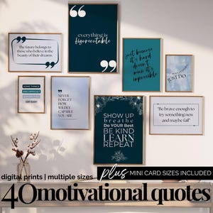 Blue Aesthetic Wall Decor Prints Motivational Office Wall Art Navy Blue Office Poster Fun Work Quote Inspirational Gallery Wall Quote Bundle