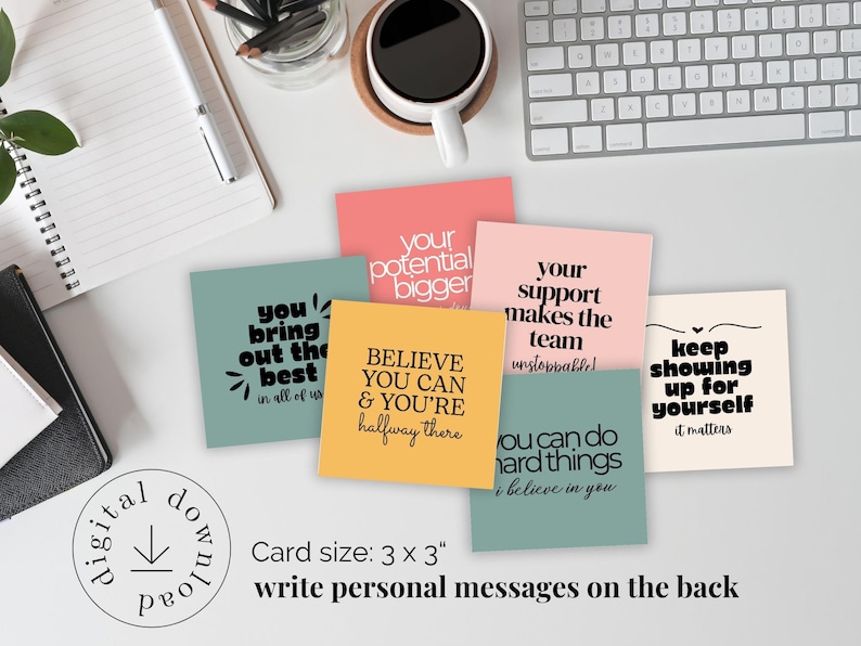 Employee Encouragement Quote Cards, Printable Team Thank You Cards ...