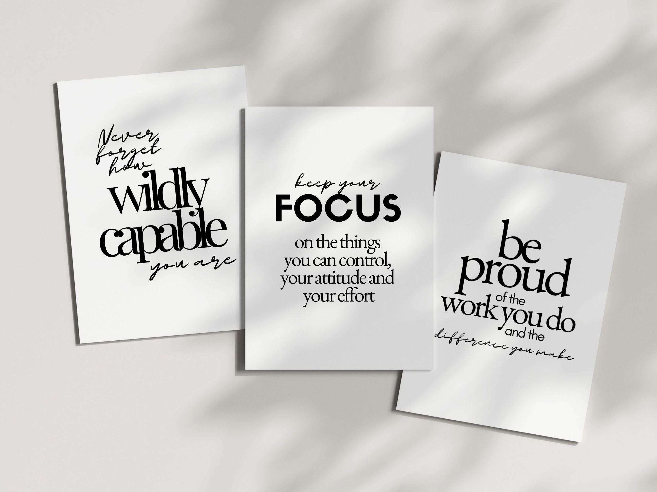 Motivational Wall Art Digital Print Set of 3, Inspirational Quote ...